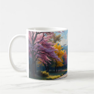 Pastel Autumn Country Road Watercolor Coffee Mug
