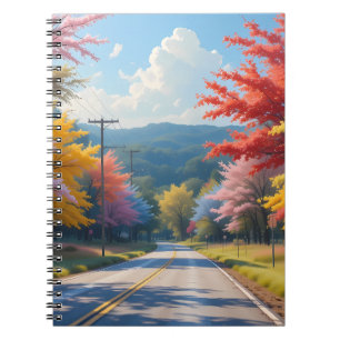 Pastel Autumn Country Road Watercolor Notebook