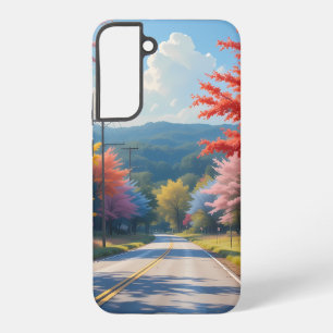 Pastel Autumn Country Road Watercolor Samsung Galaxy Case