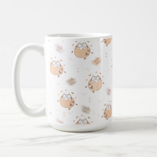 Pastel Autumn Cute Cats Coffee Mug (Left)