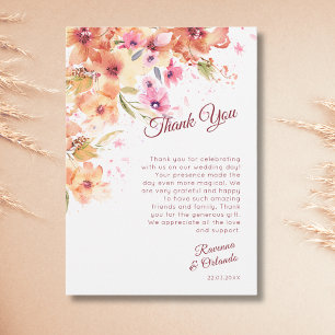 Pastel Autumn Wildflower Peony Rose Thank You Card