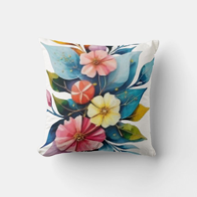 pastel awesome vibrant floral  cushion (Front)