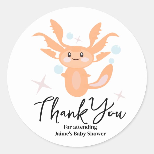 Pastel Axolotl Ocean Creature Baby Shower  Classic Round Sticker (Front)