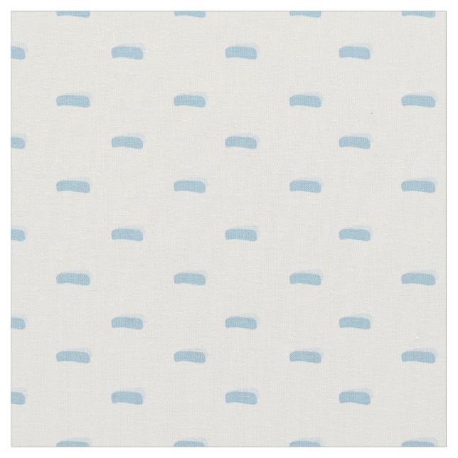 Pastel Azure Minimalist Dashes on White Fabric (Close Up)