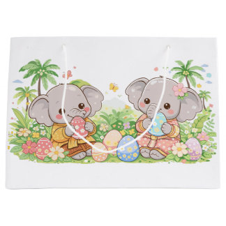 Pastel Baby Animals with Floral Eggs Large Gift Bag