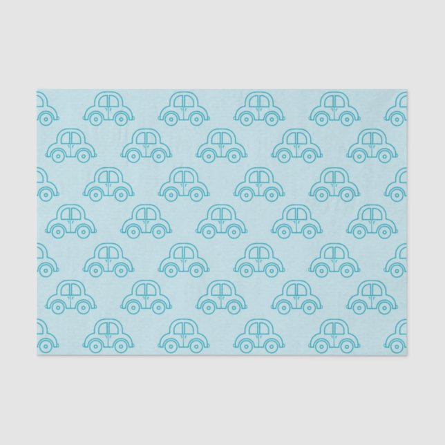 PASTEL BABY BLUE CARS TISSUE PAPER (Front)