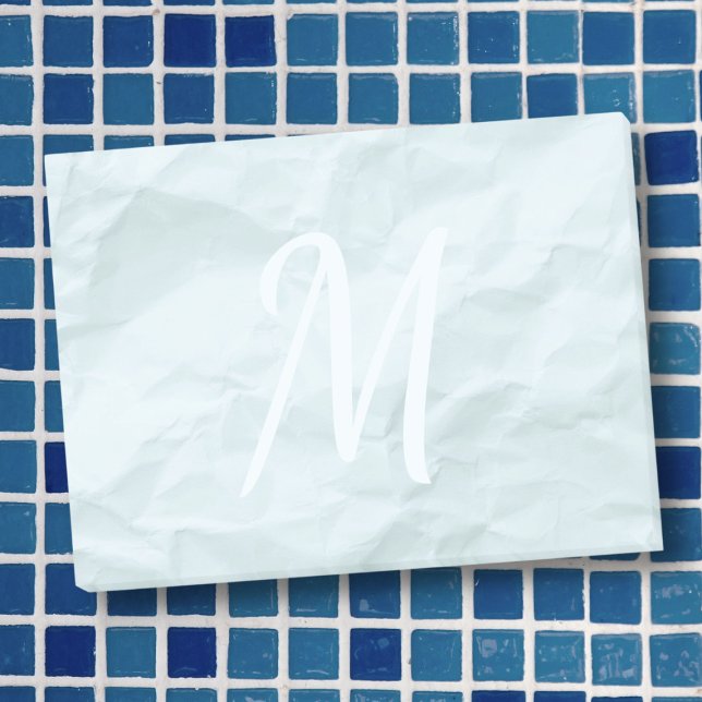 Pastel baby blue crumpled paper custom monogram post-it notes (Creator Uploaded)