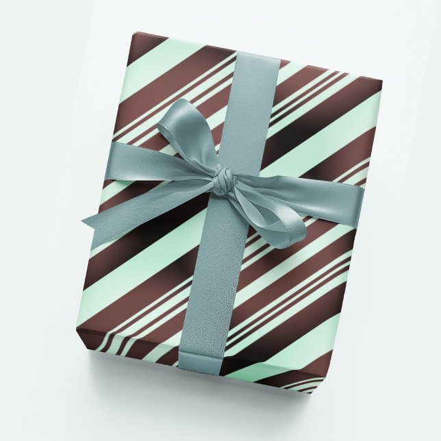 Pastel Baby Blue Espresso Brown Stripe Modern Boho Wrapping Paper (Creator Uploaded)