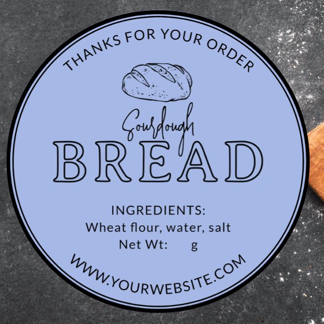 Pastel Baby Blue Sourdough Bread Thank You Sticker (Creator Uploaded)