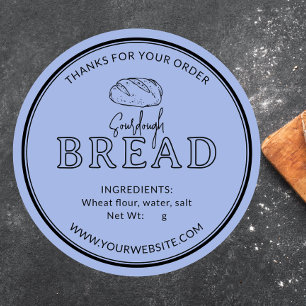 Pastel Baby Blue Sourdough Bread Thank You Sticker