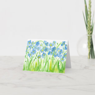 Pastel Baby Blue Watercolor Flowers Thank You Card