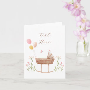 Pastel baby crib floral  card