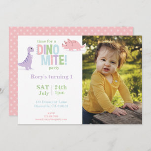 Pastel Baby Dinosaur Kids Photo Birthday Party Holiday Card