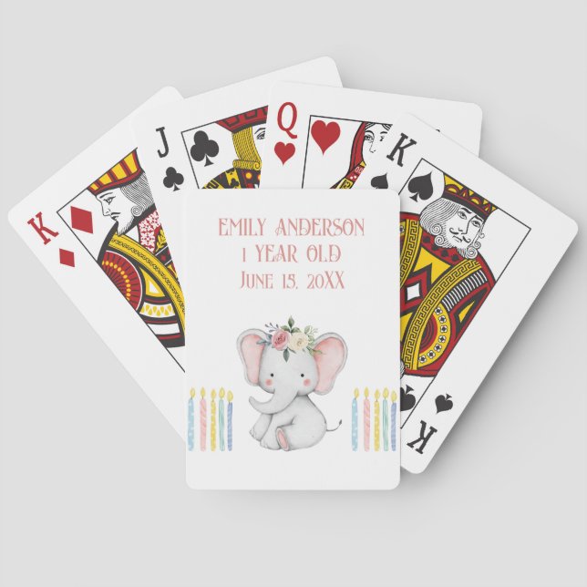 Pastel Baby Elephant  Playing Cards (Back)