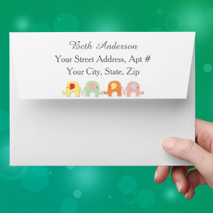 Pastel Baby Elephants Shower Envelope