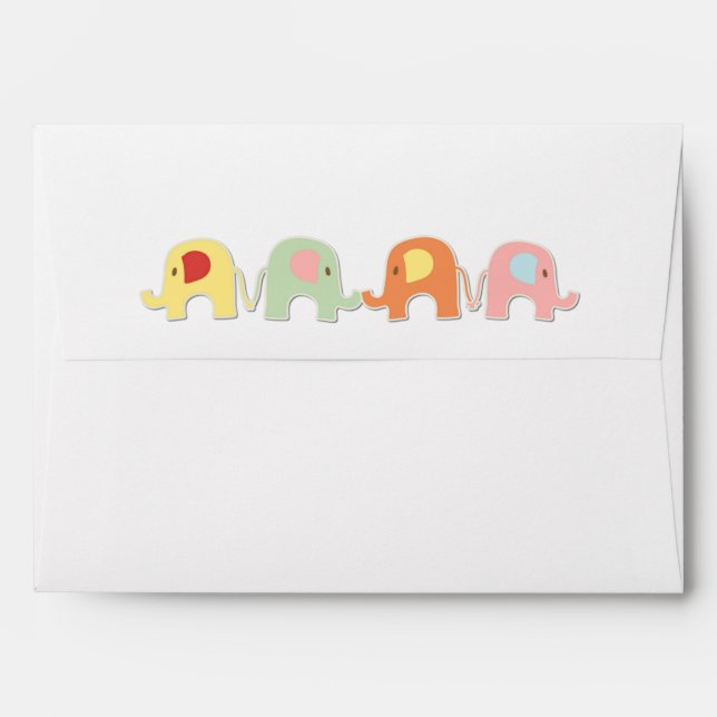 Pastel Baby Elephants Shower Envelope (Back (Top Flap))