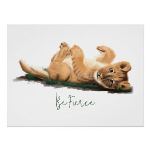 Pastel Baby Lion Cub Soft Wildlife Art Print
