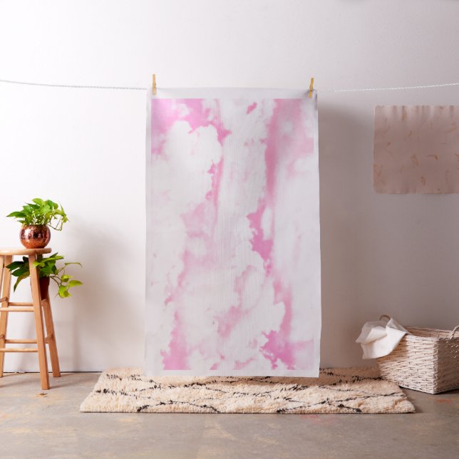 Pastel Baby Pink Happy Clouds Decor Fabric (In Situ)