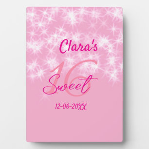 Pastel baby pink sweet 16 birthday add name da plaque