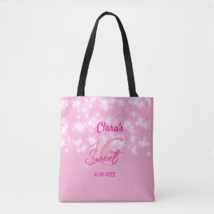 Pastel baby pink sweet 16 birthday add name da tote bag
