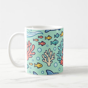 Pastel Baby Shark Ocean Mug – Cute Pattern