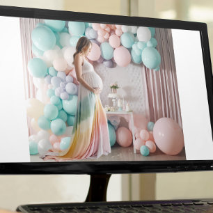 Pastel Baby Shower Balloon Photography Background  Poster
