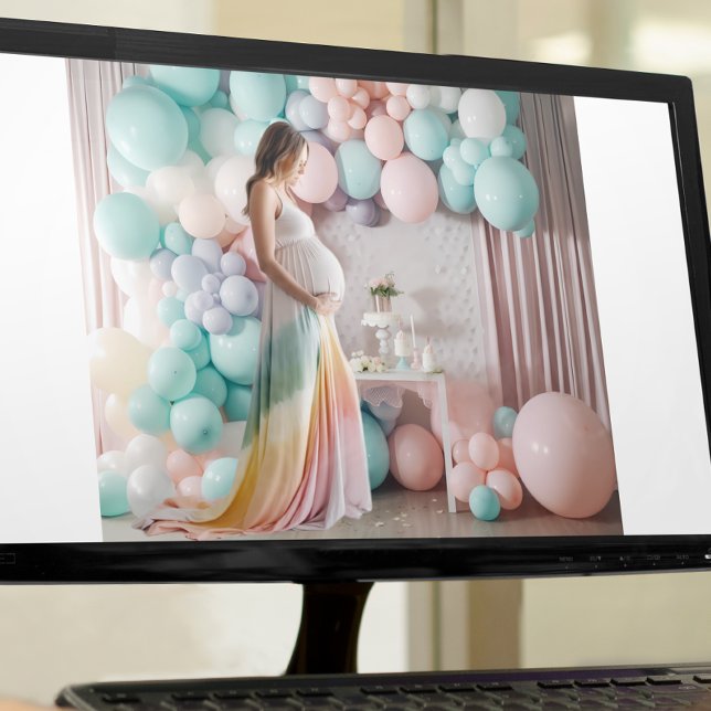 Pastel Baby Shower Balloon Photography Background  Poster (Creator Uploaded)