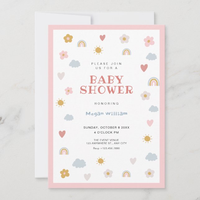 Pastel baby shower invitation (Front)