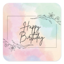 Pastel Background Birthday Square Sticker
