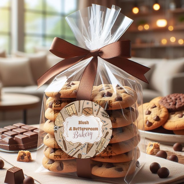 Pastel Bakery Branding Classic Round Sticker (Creator Uploaded)