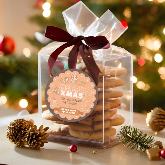 Pastel Baking Festive Cookie Merry Christmas Classic Round Sticker (Creator Uploaded)