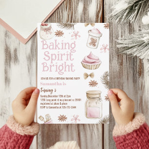 Pastel Baking Spirit Bright Christmas Cookie Birth Invitation