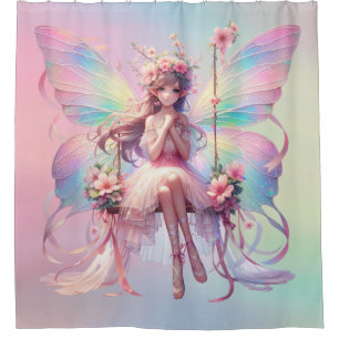 Pastel Ballerina Fairy Princess Girls  Shower Curtain