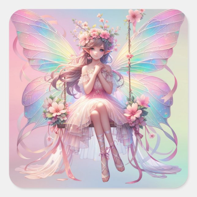 Pastel Ballerina Fairy Princess Girls  Square Sticker (Front)