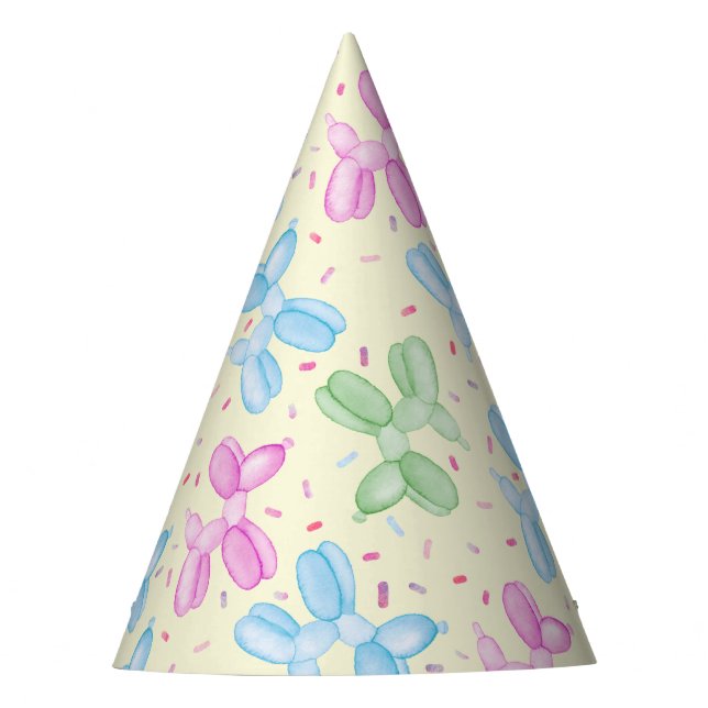 Pastel Balloon Animal Birthday Party Hat (Front)