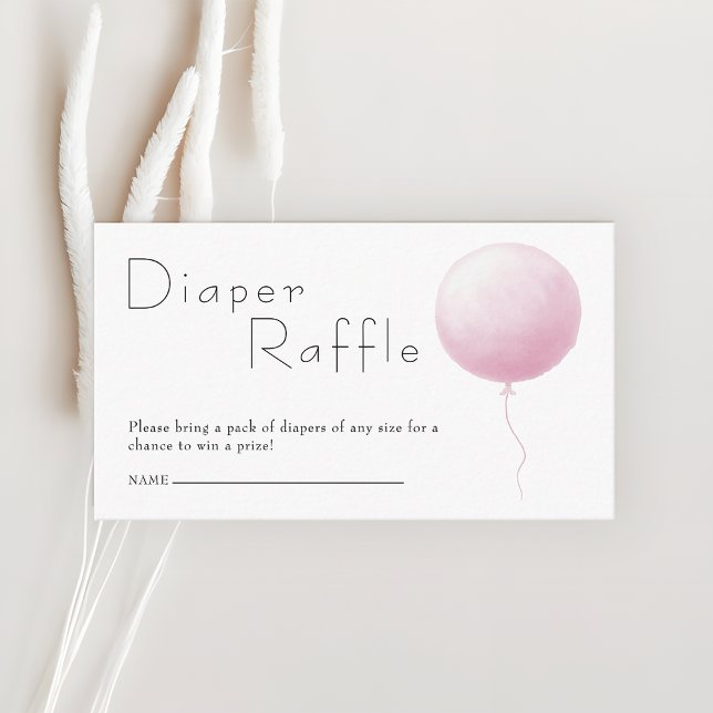 Pastel Balloon Baby Girl Shower Diaper Raffle  Enclosure Card (Creator Uploaded)