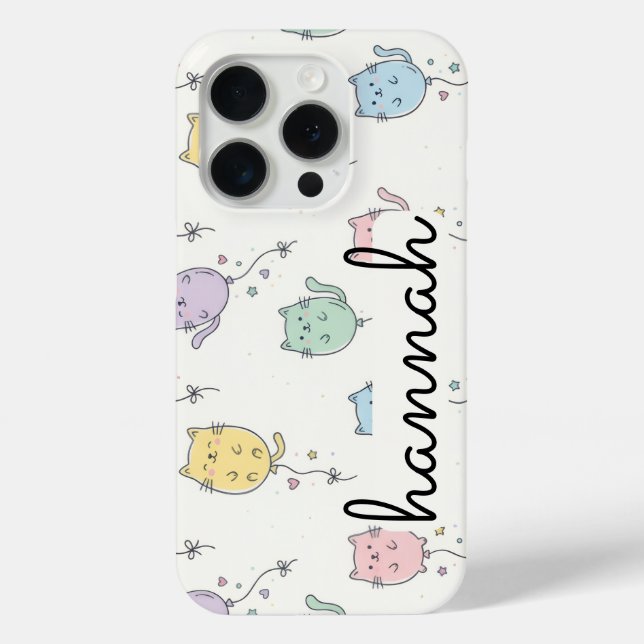 Pastel Balloon Cat Pattern – Cute Minimalist Kids  Case-Mate iPhone Case (Back)