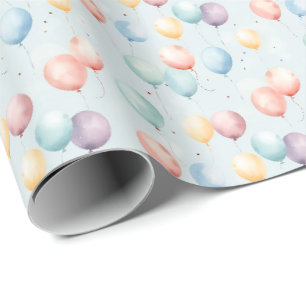 Pastel Balloon Nursery Pattern, Soft Rainbow Boys Wrapping Paper