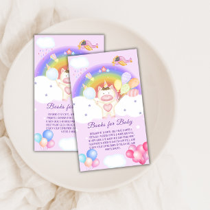 Pastel Balloon Unicorn Rainbow Books Baby Shower Enclosure Card