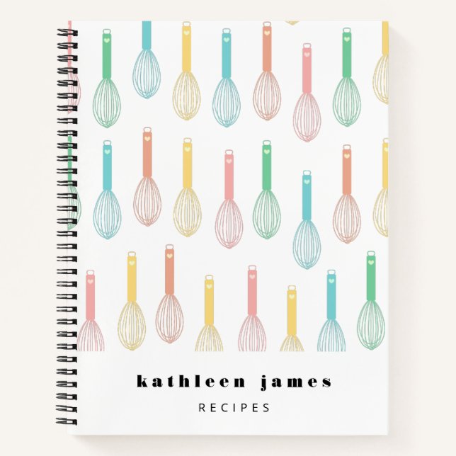 Pastel Balloon Whisks Recipe Notebook (Front)