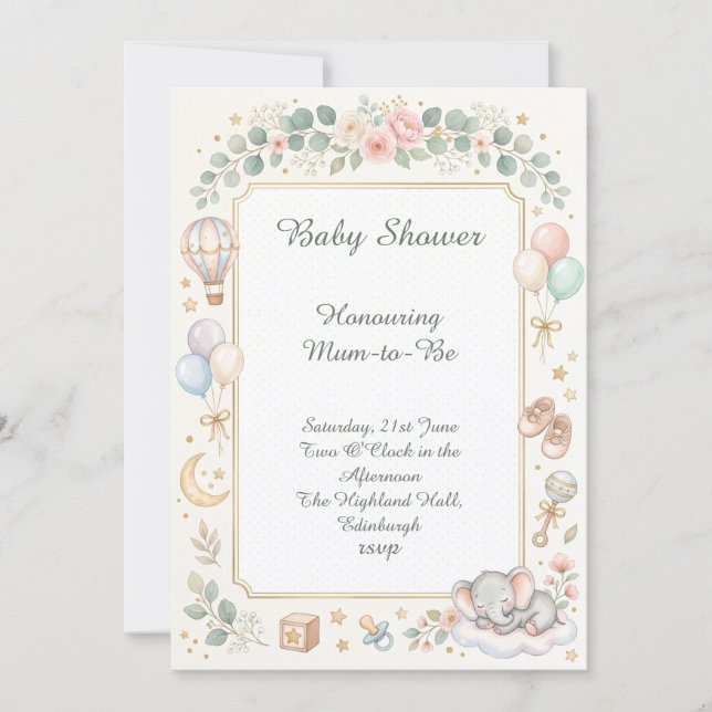 Pastel Balloons Baby Shower Invitation (Front)