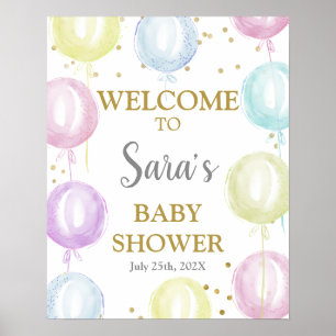 Pastel Balloons Baby Shower Welcome sign