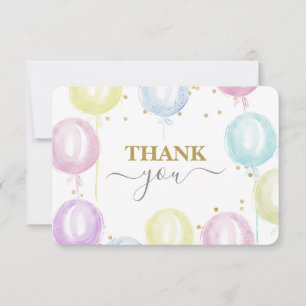 Pastel Balloons Gender neutral Thank you card