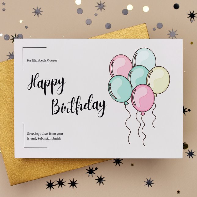 Pastel Balloons Happy Birthday Postcard (Creator Uploaded)