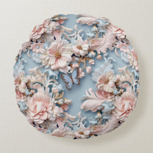 Pastel Baroque Floral Round Cushion
