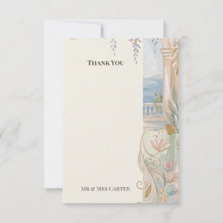 Pastel Baroque Floral Wedding Thank You Card