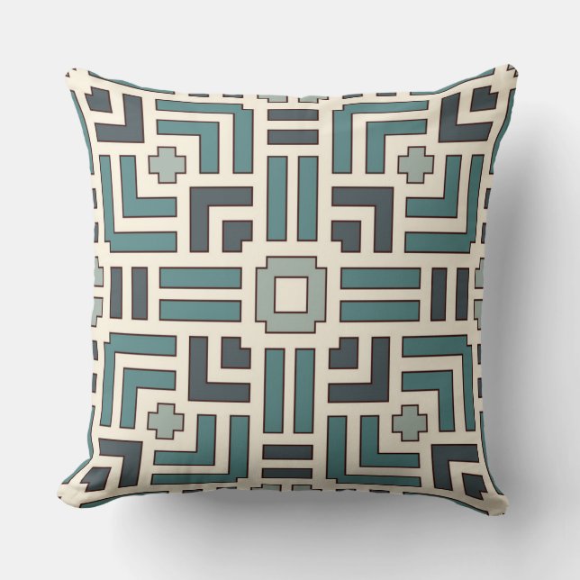 Pastel Basket Weave Motif Overlapping Stripes  Cushion (Front)
