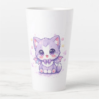 Pastel Bat Kitty  Kawaii Lavender Winged Cat  Latte Mug