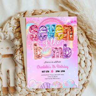Pastel Bath Bomb Bash 7th Birthday Invitation