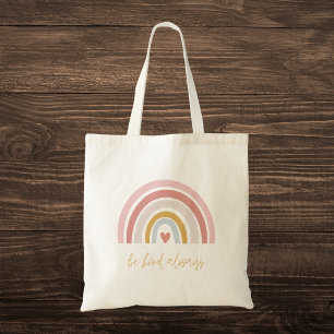 Pastel "Be Kind Always" Rainbow Tote Bag